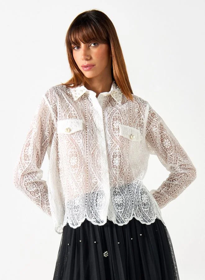 2Xtremz 2Xtremz Embellished Shirt with Long Sleeves