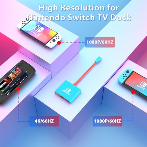 pdobq Switch Dock Switch Docking Station for Nintendo, Portable Switch TV Adapter Support 4K/60HZ Switch TV Dock Mode Compatible Steam Deck/Switch OLED, Switch Travel Dock with HDMI2.0 USB3.0 Port - Image 2