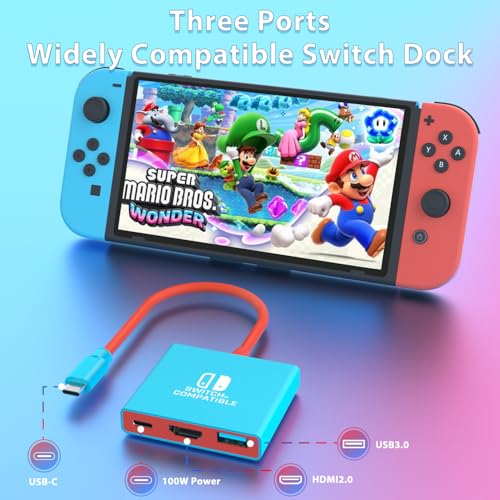pdobq Switch Dock Switch Docking Station for Nintendo, Portable Switch TV Adapter Support 4K/60HZ Switch TV Dock Mode Compatible Steam Deck/Switch OLED, Switch Travel Dock with HDMI2.0 USB3.0 Port - Image 5