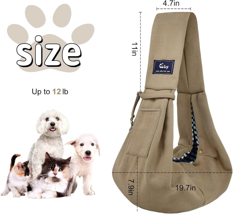 CUBY Dog and Cat Sling Carrier - Hands Free Reversible Pet Papoose Bag - Soft Pouch and Tote Design - Suitable for Puppy, Small Dogs Cats Outdoor Travel(Khaki, Unadjustable Strap) - Image 5