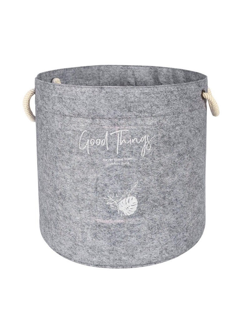 الاس هوم كوليكشن سلة مستديرة من اللباد بمقبض المقاس 19×17 سم - Image 1