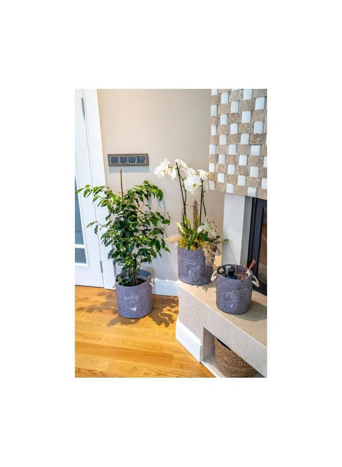 الاس هوم كوليكشن سلة مستديرة من اللباد بمقبض المقاس 19×17 سم - Image 3