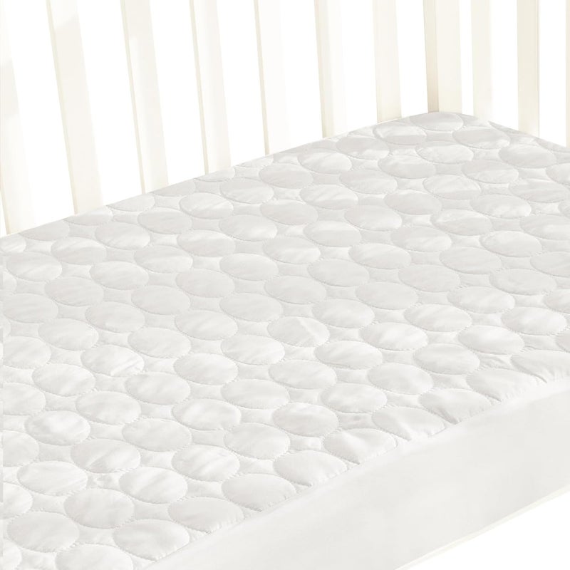 Biloban Crib Mattress Protector Pad Waterproof, Toddler Waterproof Crib Mattress Cover, Machine Washable & Dryer Fit Baby Toddler Bed Mattress Protector (Standard Size 52” x 28”), White - Image 1