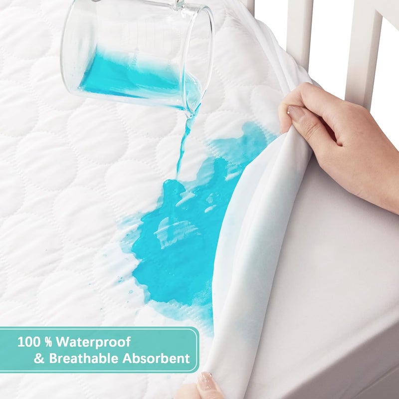 Biloban Crib Mattress Protector Pad Waterproof, Toddler Waterproof Crib Mattress Cover, Machine Washable & Dryer Fit Baby Toddler Bed Mattress Protector (Standard Size 52” x 28”), White - Image 5