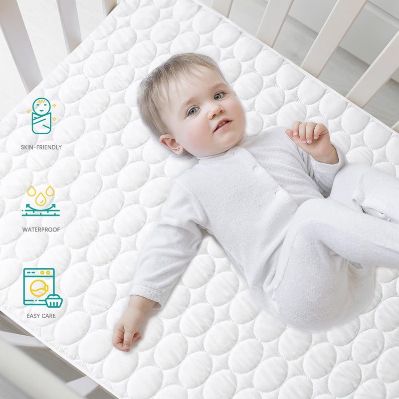 Biloban Crib Mattress Protector Pad Waterproof, Toddler Waterproof Crib Mattress Cover, Machine Washable & Dryer Fit Baby Toddler Bed Mattress Protector (Standard Size 52” x 28”), White - Image 3