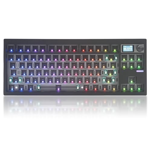 Cmokifuly GMK87 TKL Mechanical Keyboard Kit Tri-Mode for 3/5pin Switches,85 Keys+Rotary Knob+TFT-LCD Screen Hotswap PCB Gasket Mounted,VIA Programmable DIY Keyboard Kit (Black) - Image 1