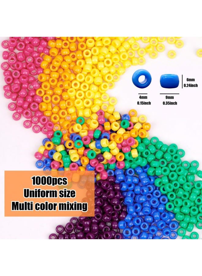 GMMA Colored Pony Beads for Friendship Bracelets 1000 Pcs 6x9mm Colourful Plastic Beads for Jewelry Making Thanksgiving Autumn Hair DIY Necklace Party Decoration Supplies - Image 3