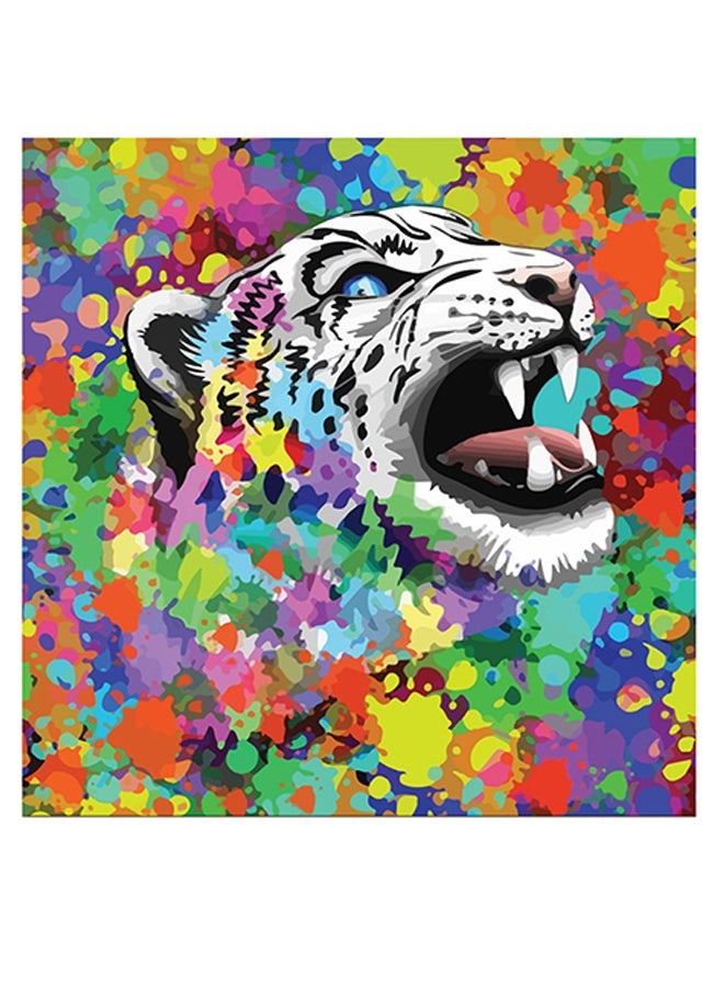 RYN Tiger Colourful Themed Wall Art Blue/White/Orange 30x30cm - Image 2