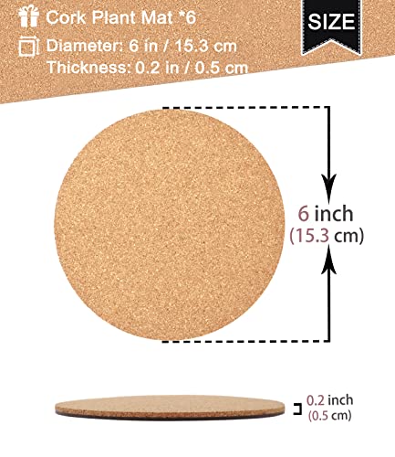 KITLAB Cork Plant Coasters, Double Layers 6 Inch Cork Planter Coaster, Absorbent Cork Plant Mats, Cork Plant Coasters for House Plants, 6 Pcs - Image 3