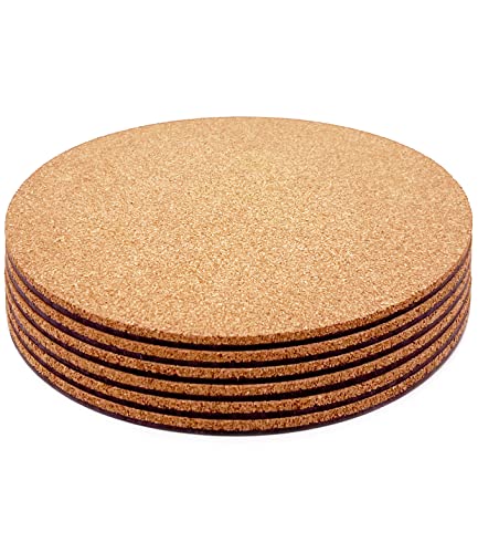 KITLAB Cork Plant Coasters, Double Layers 6 Inch Cork Planter Coaster, Absorbent Cork Plant Mats, Cork Plant Coasters for House Plants, 6 Pcs - Image 1