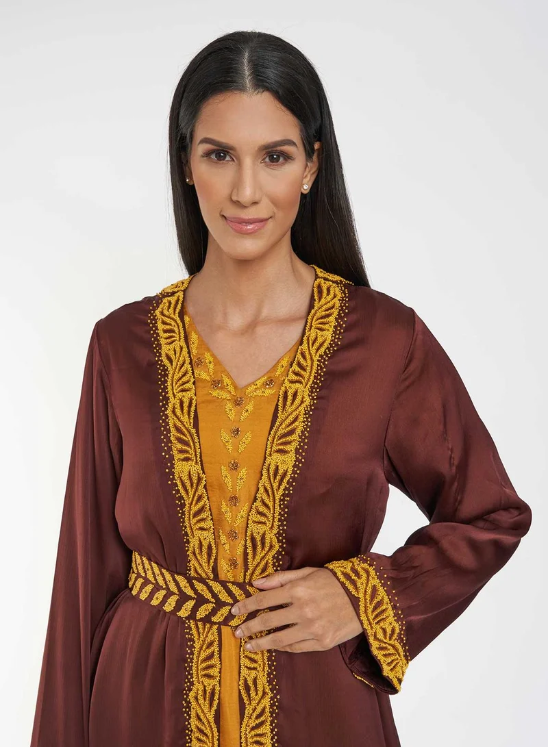 Kashkha  Solid Jalabiya with Panel Embroidery for Women | Best Price UAE