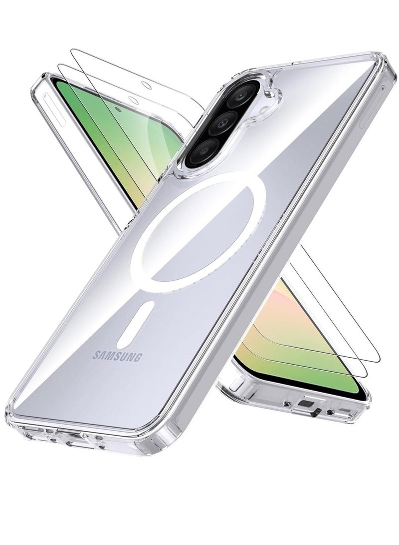 Raxoom 2-in-1 Samsung Galaxy A56 5G Case with MagSafe Compatibility â€“ Shockproof Transparent Cover with Anti-Yellowing Clear Back and Built-in Magnetic Ring â€“ Includes Tempered Glass Screen Protector â€“ Slim Fit for Samsung A56 2025 - Image 1