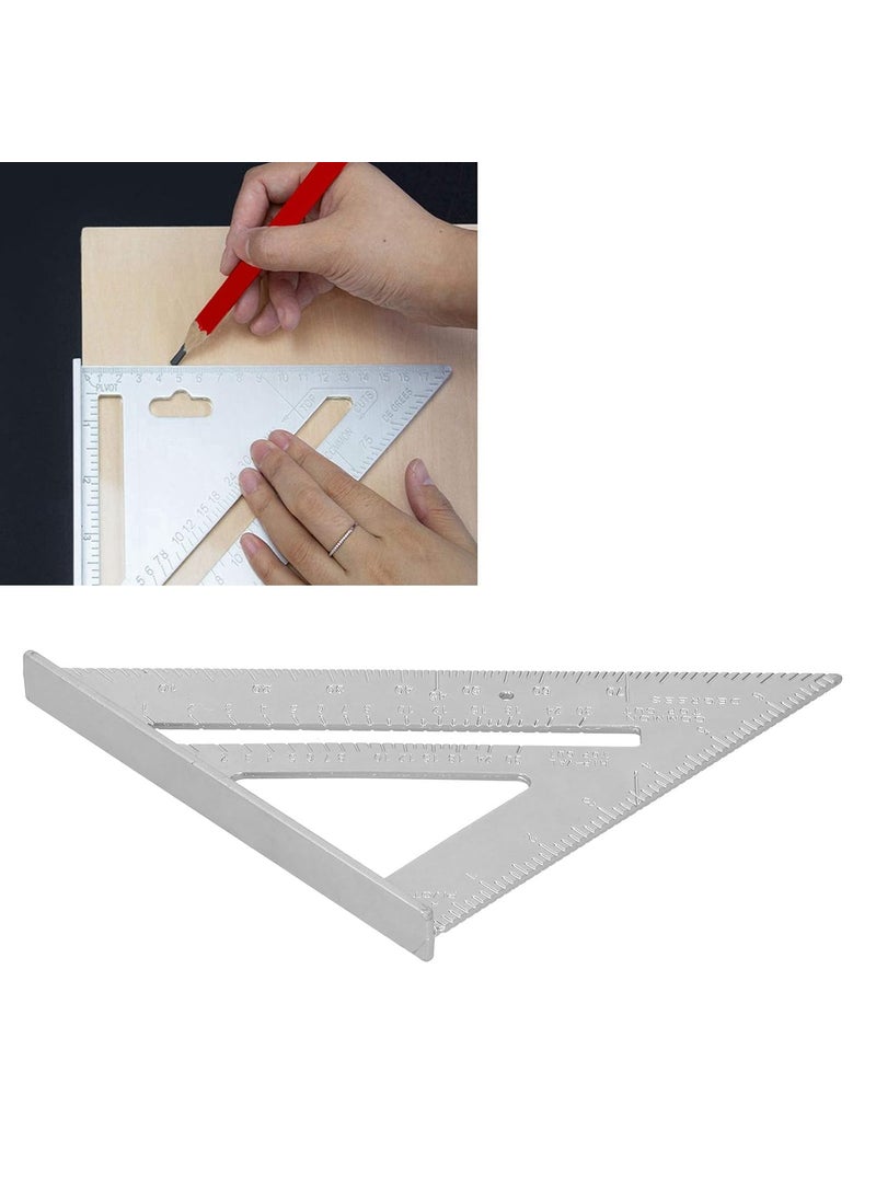 JRS TRADERS JRS TRADERS Speed Square Layout ToolDouble Side Scale Aluminium Alloy Metric Inch Triangle Measurement in 90 Degree Triangle Ruler Carpenter Tool  - Image 4