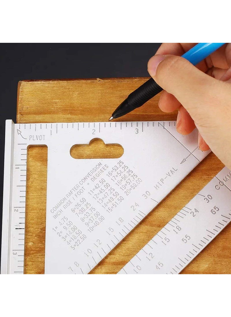 JRS TRADERS JRS TRADERS Speed Square Layout ToolDouble Side Scale Aluminium Alloy Metric Inch Triangle Measurement in 90 Degree Triangle Ruler Carpenter Tool  - Image 5