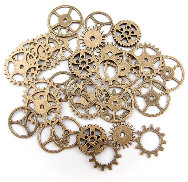 ALL in ONE 100g Steampunk Gear Wheel Charms Cog Connectors Pendants Jewelry Finding DIY Craft ANTIQUE BRONZE