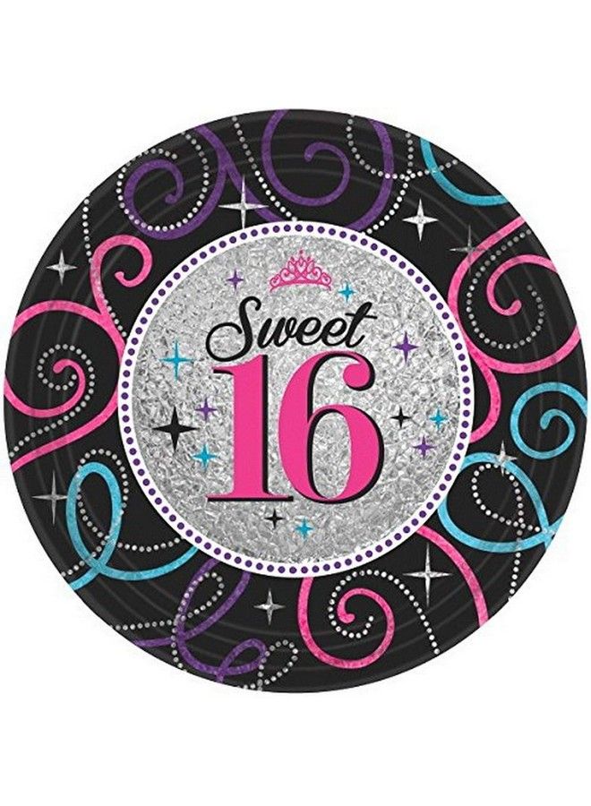 Amscan 551466 Prismatic Plates ; Sweet Sixteen Celebration Collection ; Birthday ; 8 Pcs - Image 1