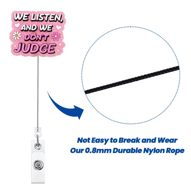 BEZTN We Listen And We Don'T Judge Funny Badge Reel  Cute Retractable Id Card Badge Holder  Name Tag Work Badge Clips For Office Workers Hr Nurse Therapist Counselors Ma Nursing Student - Image 5