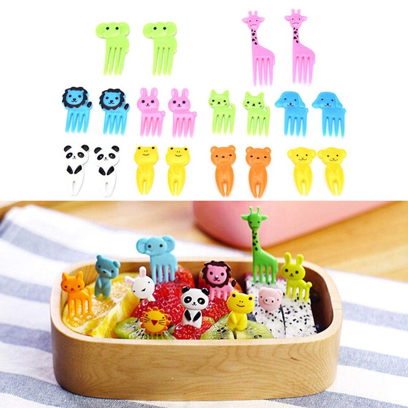 Zerone 20Pcs Cute Animal Fruit Picks Forks Decor for Kids Random, Easy to Use (Assorted Color)
