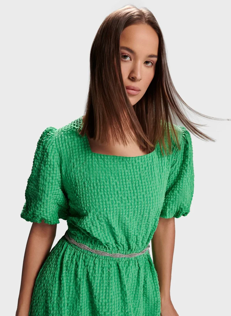 2Xtremz Textured Green Midi Dress