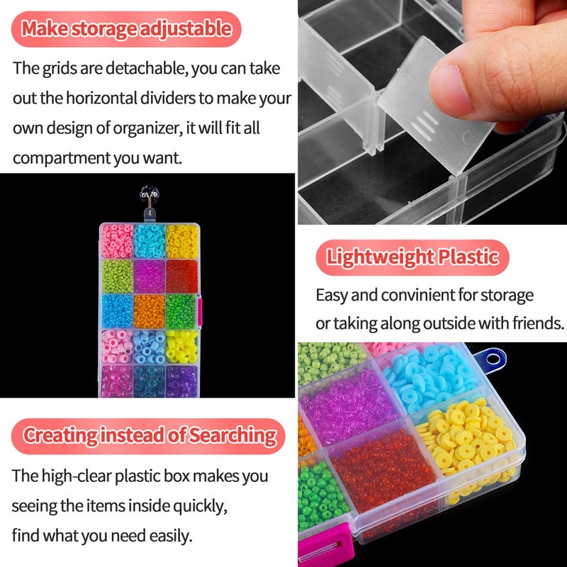 IOOLEEM 15 Grids Plastic Bead Organizer Box, Organizer Container Storage Box, Dividers for Bead Arts and Crafts. - Image 4