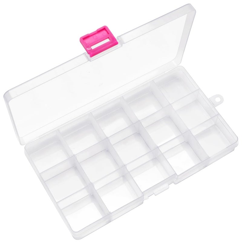 IOOLEEM 15 Grids Plastic Bead Organizer Box, Organizer Container Storage Box, Dividers for Bead Arts and Crafts. - Image 1