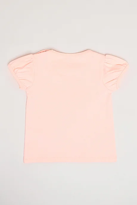 أر أند بي Printed Top with Crew Neck and Puff Sleeves