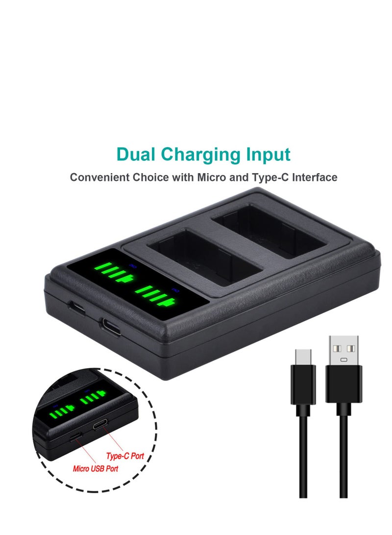Dual LED Battery Charger for Fuji X-H2 X-T4 GFX 100S X100V X-S10 Cameras - Image 2