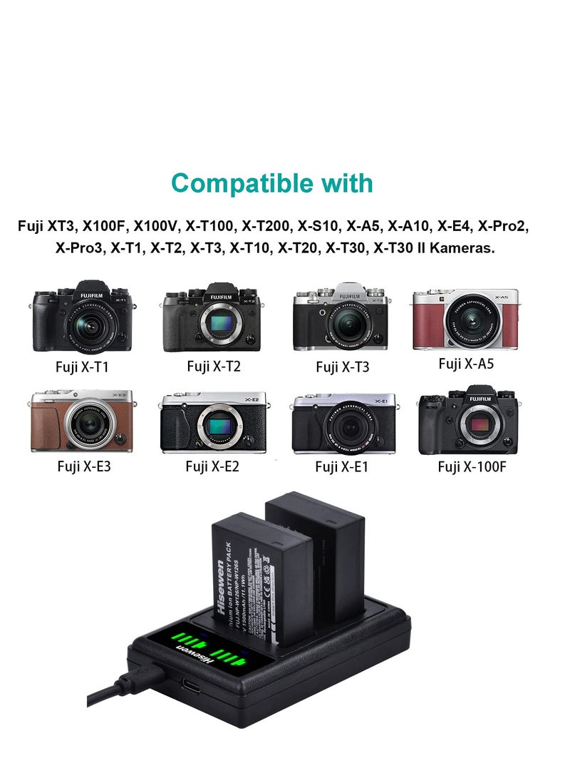 Dual LED Battery Charger for Fuji X-H2 X-T4 GFX 100S X100V X-S10 Cameras - Image 4