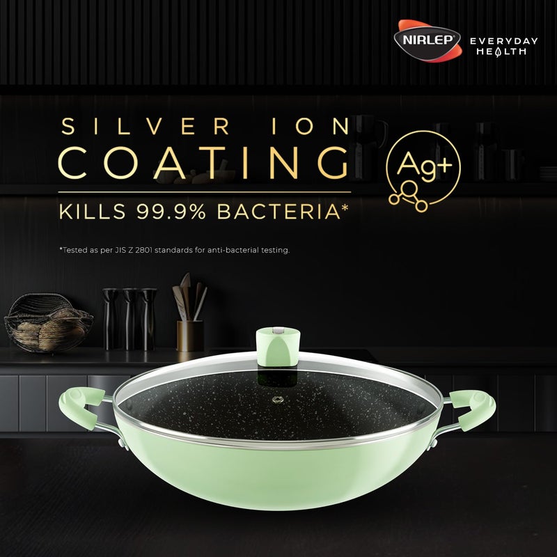 Nirlep NutriHealth Pro Induction Deep Kadai 24 I 22L I Patented Silver Ion Coating I MetalSpoon Friendly I Soft Touch Handle I MultiPurpose Deep Kadhai I 18M Guarantee - Image 3