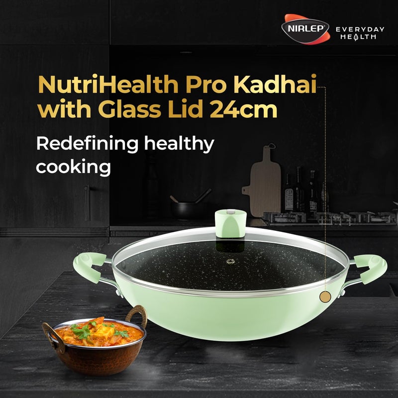 Nirlep NutriHealth Pro Induction Deep Kadai 24 I 22L I Patented Silver Ion Coating I MetalSpoon Friendly I Soft Touch Handle I MultiPurpose Deep Kadhai I 18M Guarantee - Image 2