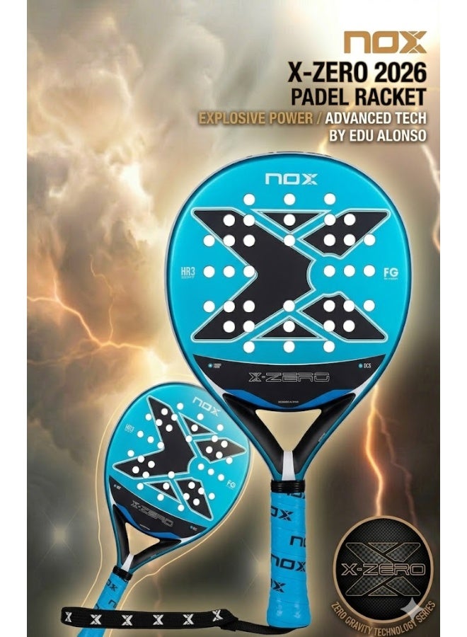 NOX X-Zero 2026 Padel Racket – 4” Grip, Round Shape, Soft Touch Control for Beginners- Blue - Image 1