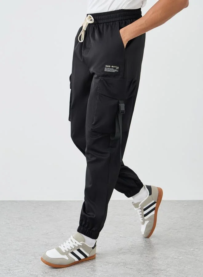 Styli Styli Woven Relaxed Fit Cargo Open Hem Joggers