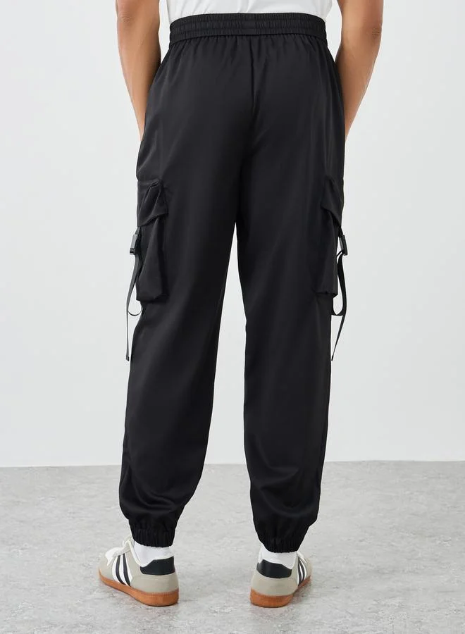 Styli Styli Woven Relaxed Fit Cargo Open Hem Joggers