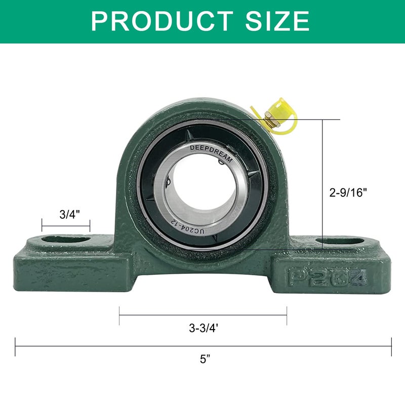 DEEPDREAM 6pcs UCP204-12 Pillow Block Bearing 3/4 inch Bore Mounted Pillow Block Bearings Chrome Steel Bearings with 3/4" Bore, Self Alignment - Image 2