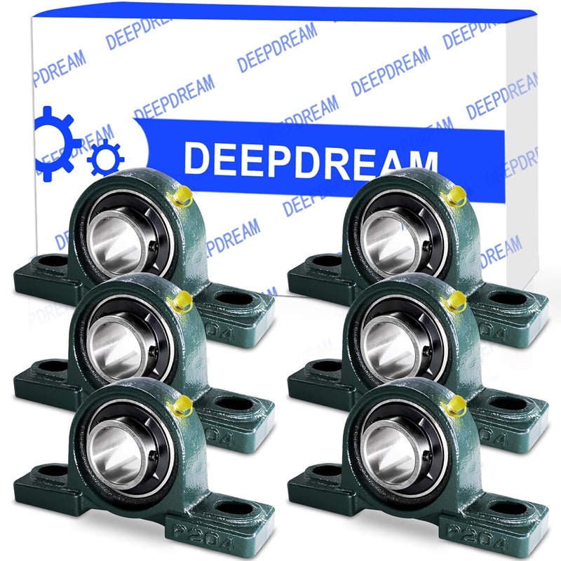 DEEPDREAM 6pcs UCP204-12 Pillow Block Bearing 3/4 inch Bore Mounted Pillow Block Bearings Chrome Steel Bearings with 3/4" Bore, Self Alignment - Image 1