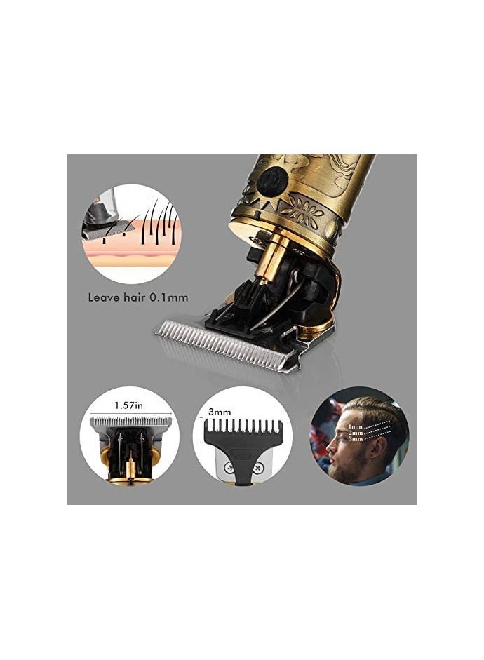 مقص شعر محدث لحلاقة اللحية للرجال مقصات كهربائية احترافية تعمل بالUSB لقص الشعر شفرات T مقصات ذهبية شاشة LED - Image 4