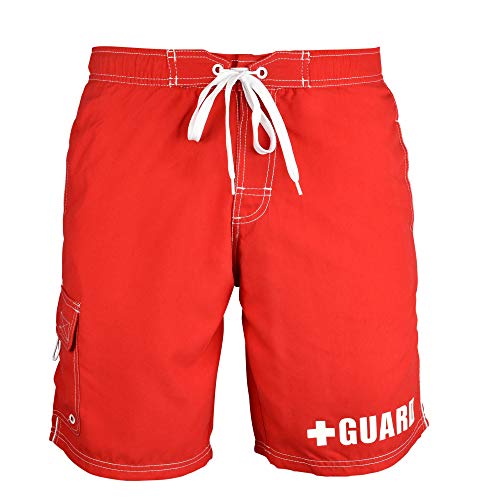 BLARIX Mens Lifeguard Board Shorts Swim Trunks Swimsuit (Small, Red) - Image 5