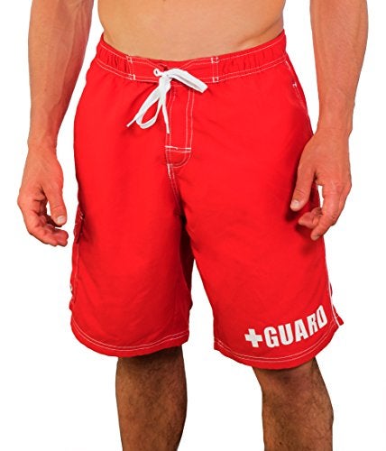 BLARIX Mens Lifeguard Board Shorts Swim Trunks Swimsuit (Small, Red) - Image 4