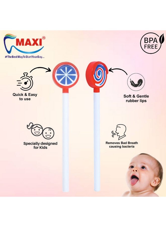 ماكسي منظف اللسان ماكسي لولي بوب للأطفال، فائق النعومة، 6 أشهر فما فوق، بطيخ، حلوى، متعدد الألوان (عبوة من 4 قطع) - Image 2