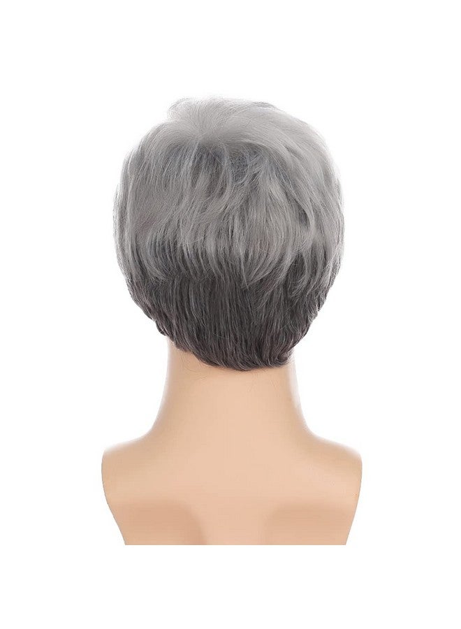 تسيسيس باروكة شعر قصيرة رمادية من Tseses للرجال، شعر صناعي طبيعي متعدد الطبقات، باروكة تنكرية لأزياء الهالوين للرجال - Image 4