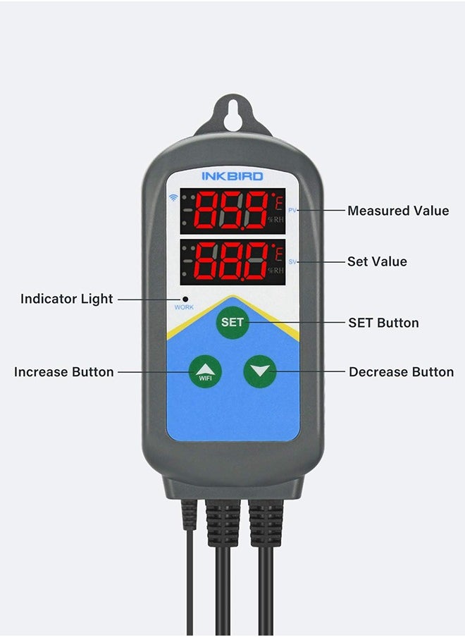 INKBIRD - INKBIRD ITC-306T-WIFI Heating Temperature Controller 24 Hours Digital Cycle Timer Thermostat for Greenhouse Germination Reptiles Incubation Heating Only - Image 1
