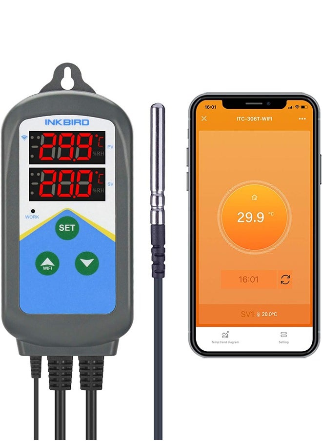 INKBIRD - INKBIRD ITC-306T-WIFI Heating Temperature Controller 24 Hours Digital Cycle Timer Thermostat for Greenhouse Germination Reptiles Incubation Heating Only - Image 1