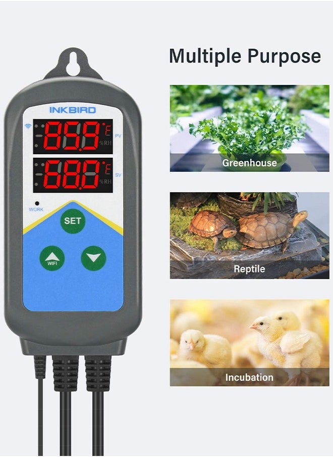 INKBIRD - INKBIRD ITC-306T-WIFI Heating Temperature Controller 24 Hours Digital Cycle Timer Thermostat for Greenhouse Germination Reptiles Incubation Heating Only - Image 1