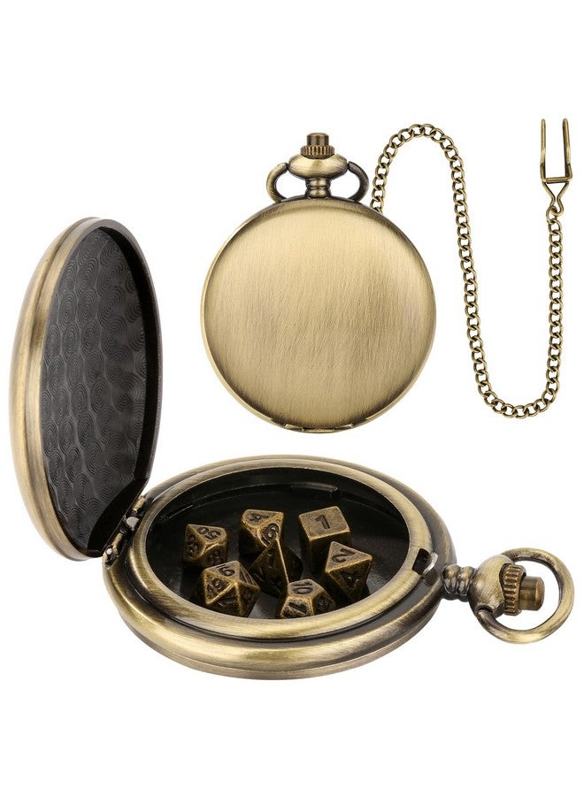 Keller & Weber Mini DND Dice Set with Smooth Pocket Watch Shell Case, 7pcs Polyhedral Metal D&D Dice Set, D&D Gifts with Gift Box, Role Playing Board Games DND Accessories  - Image 1