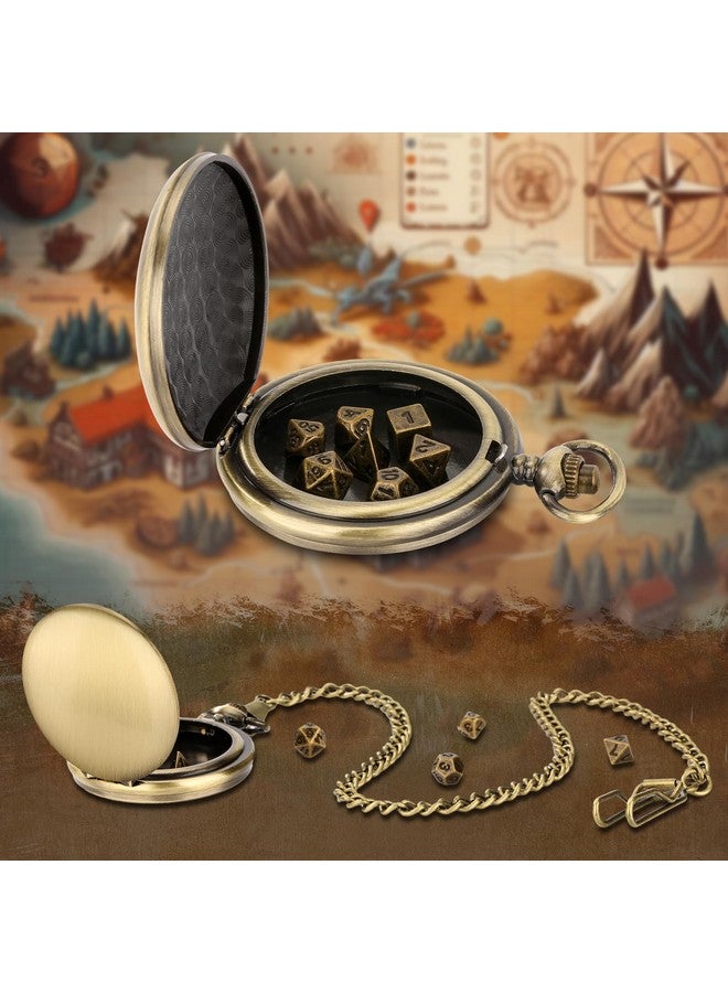 Keller & Weber Mini DND Dice Set with Smooth Pocket Watch Shell Case, 7pcs Polyhedral Metal D&D Dice Set, D&D Gifts with Gift Box, Role Playing Board Games DND Accessories  - Image 3