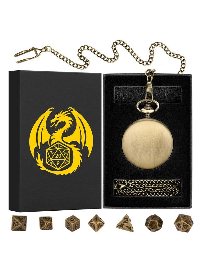 Keller & Weber Mini DND Dice Set with Smooth Pocket Watch Shell Case, 7pcs Polyhedral Metal D&D Dice Set, D&D Gifts with Gift Box, Role Playing Board Games DND Accessories  - Image 4