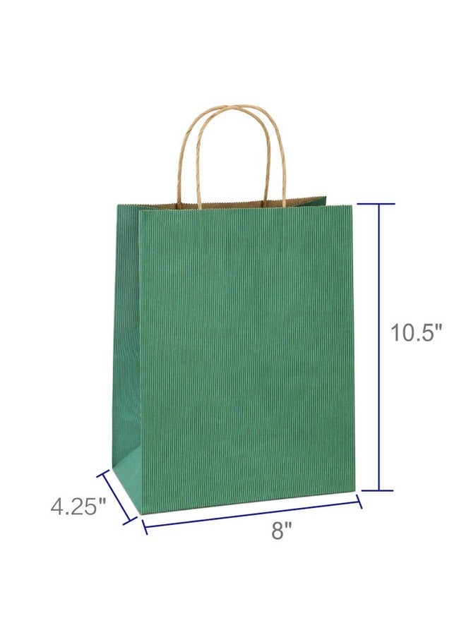 أكياس تسوق BagDream مقاس 8x4.25x10.5 بوصة، 100 قطعة، أكياس هدايا، أكياس كرافت، أكياس بيع بالتجزئة، أكياس ورقية مخططة خضراء بمقابض، أكياس هدايا من الورق المعاد تدويره بنسبة 100% - Image 2