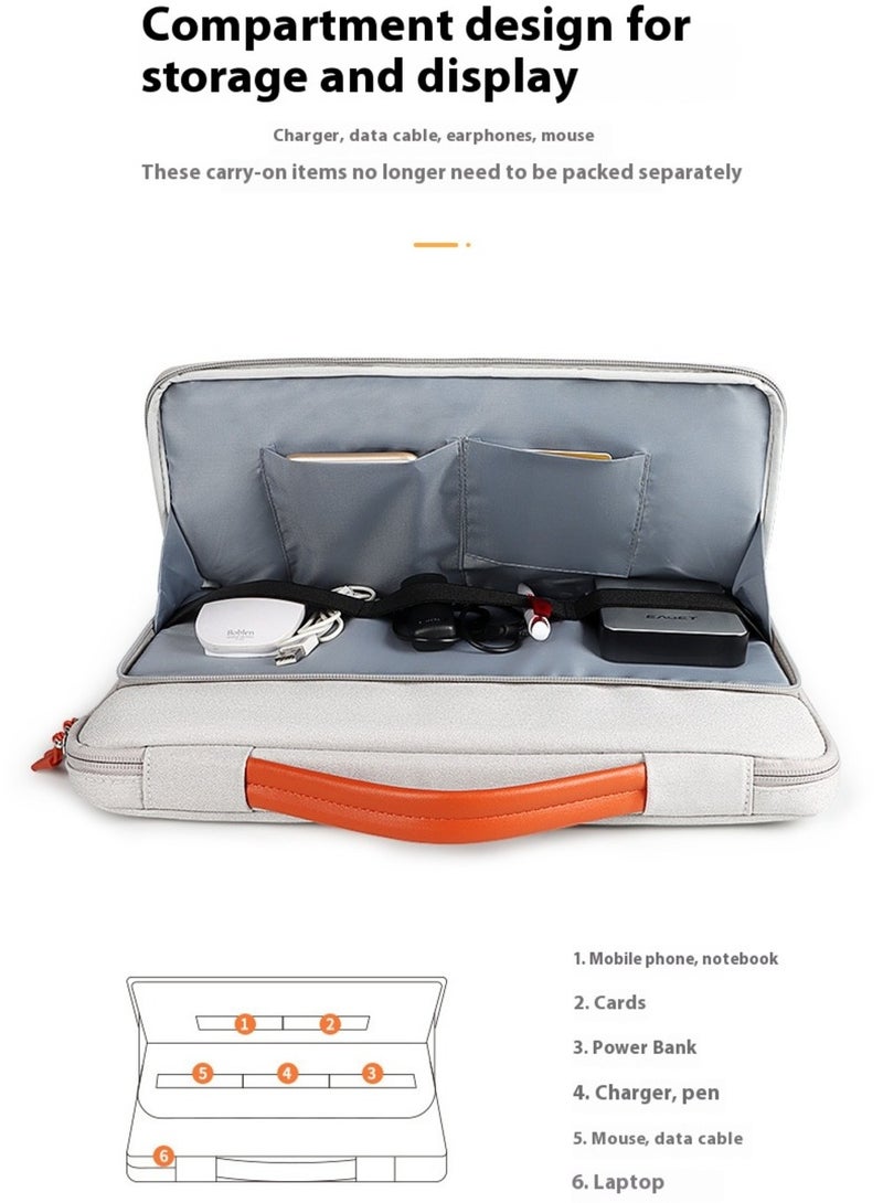Laptop Bag (14.1 and 15.4) inch, 180° Degree Opening And Closing, Large Capacity Storage, Drop proof And Waterproof Simple Business Computer Bag for Men & Women 39*28*4.5 CM - Light Grey  - Image 2