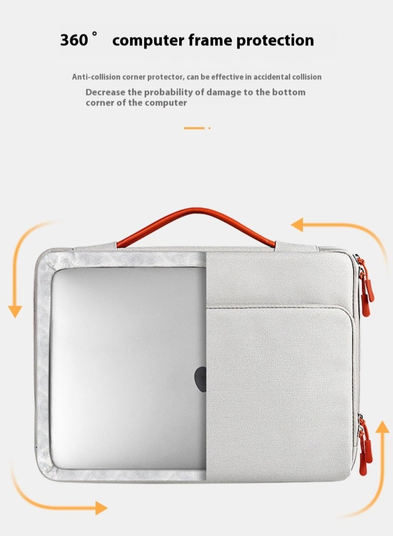 Laptop Bag (14.1 and 15.4) inch, 180° Degree Opening And Closing, Large Capacity Storage, Drop proof And Waterproof Simple Business Computer Bag for Men & Women 39*28*4.5 CM - Light Grey  - Image 4