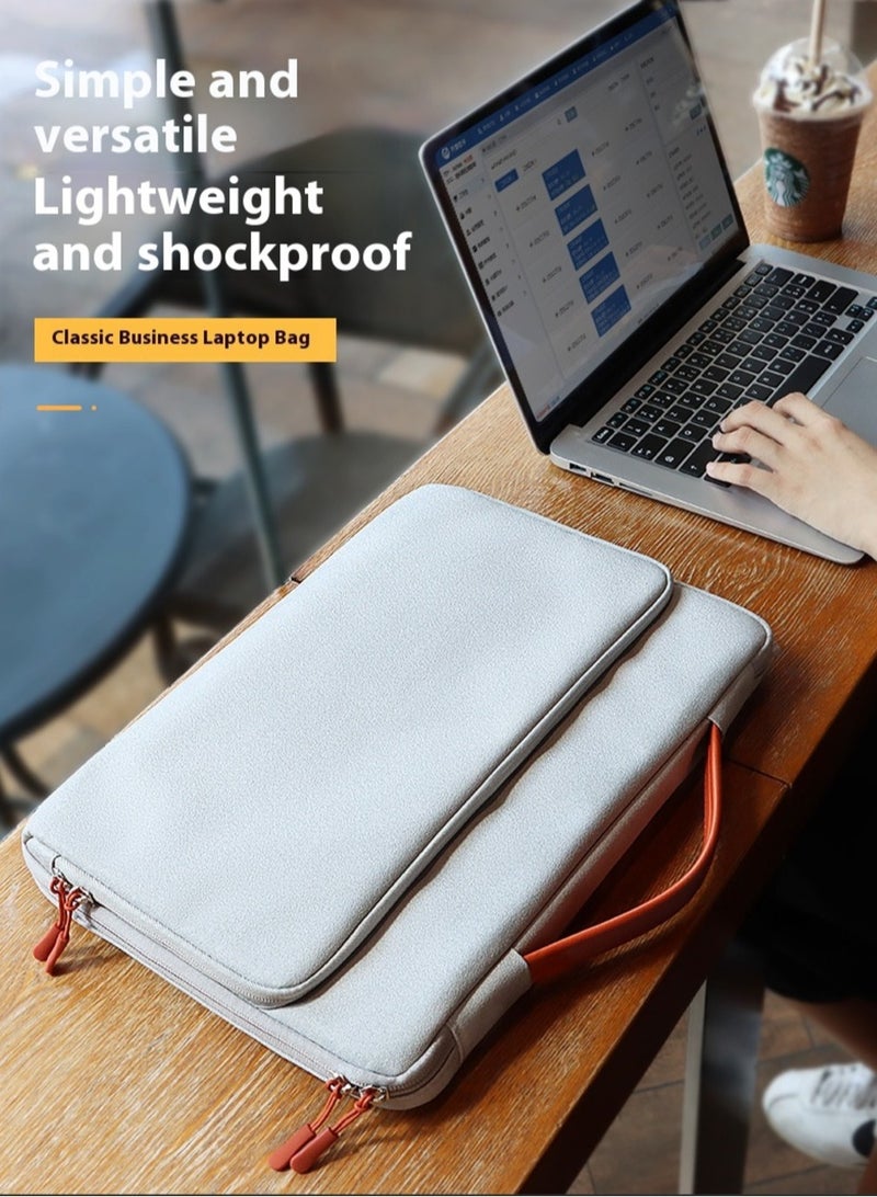 Laptop Bag (14.1 and 15.4) inch, 180° Degree Opening And Closing, Large Capacity Storage, Drop proof And Waterproof Simple Business Computer Bag for Men & Women 39*28*4.5 CM - Light Grey
